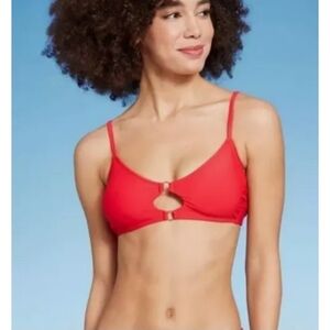 NEW Red Wild Fable Ring Front Bralette Bikini Top